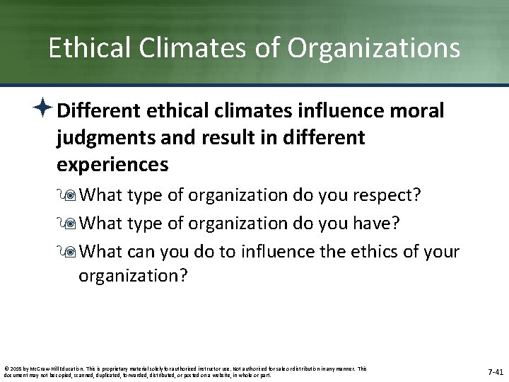 Ethical Climates of Organizations ªDifferent ethical climates influence moral judgments and result in different Ethical Climates of Organizations ªDifferent ethical climates influence moral judgments and result in different