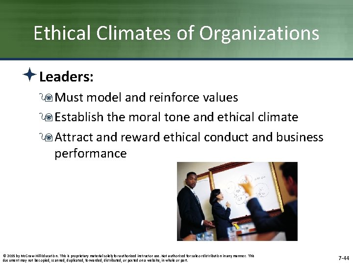 Ethical Climates of Organizations ªLeaders: 9 Must model and reinforce values 9 Establish the Ethical Climates of Organizations ªLeaders: 9 Must model and reinforce values 9 Establish the