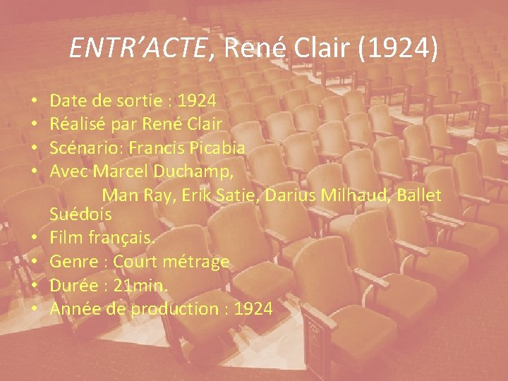 ENTR’ACTE, René Clair (1924) • • Date de sortie : 1924 Réalisé par René