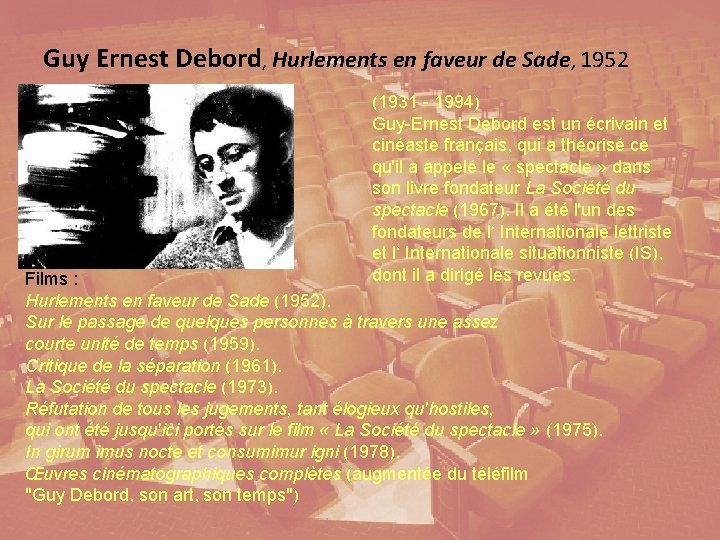 Guy Ernest Debord, Hurlements en faveur de Sade, 1952 (1931 - 1994) Guy-Ernest Debord