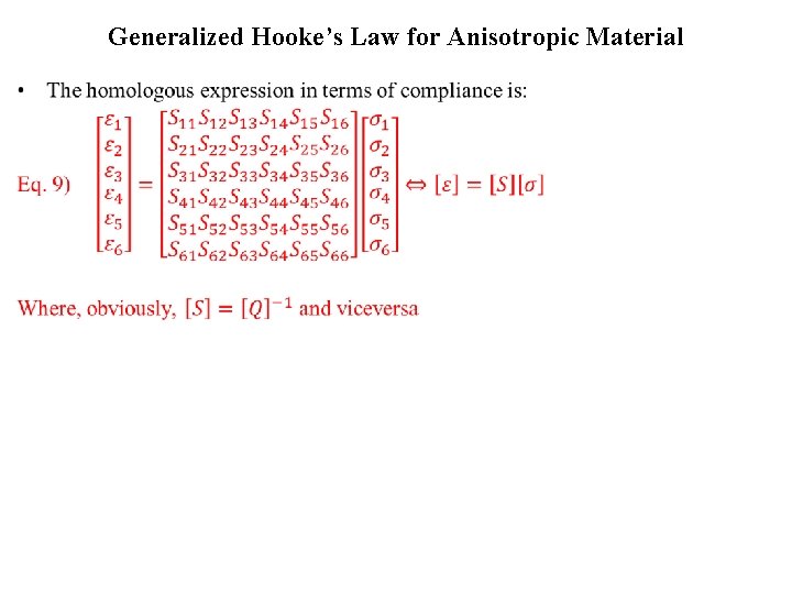 Generalized Hooke’s Law for Anisotropic Material • 