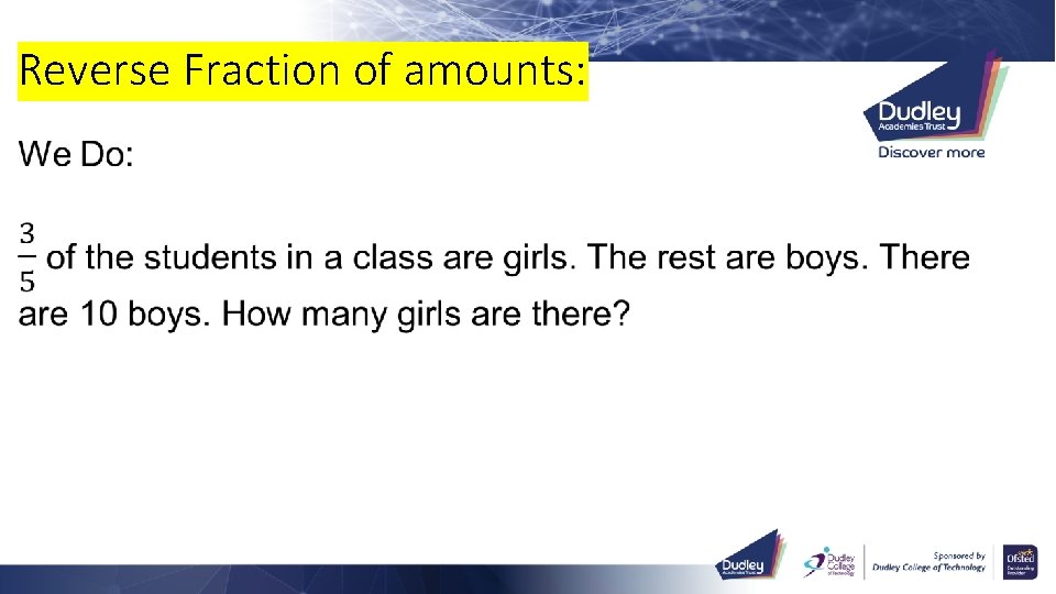 Reverse Fraction of amounts: 