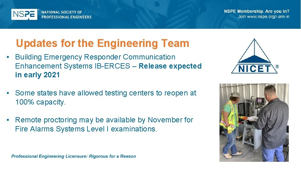 Updates for the Engineering Team • Building Emergency Responder Communication Enhancement Systems IB-ERCES –