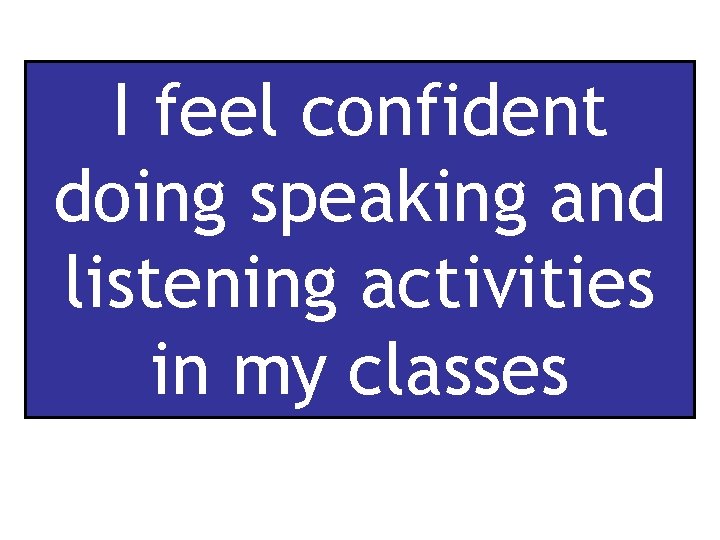 I feel confident doing speaking and listening activities in my classes 