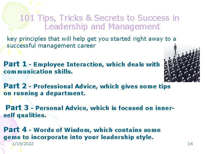 101 Tips, Tricks & Secrets to Success in Leadership and Management key principles that