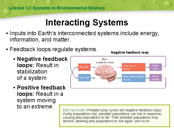 Lesson 3. 2 Systems in Environmental Science Interacting Systems • Inputs into Earth’s interconnected