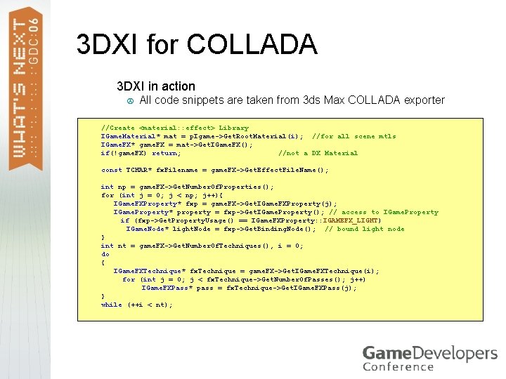 3 DXI for COLLADA > 3 DXI in action > All code snippets are