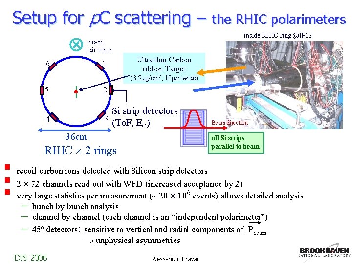 Setup for p. C scattering – the RHIC polarimeters inside RHIC ring @IP 12