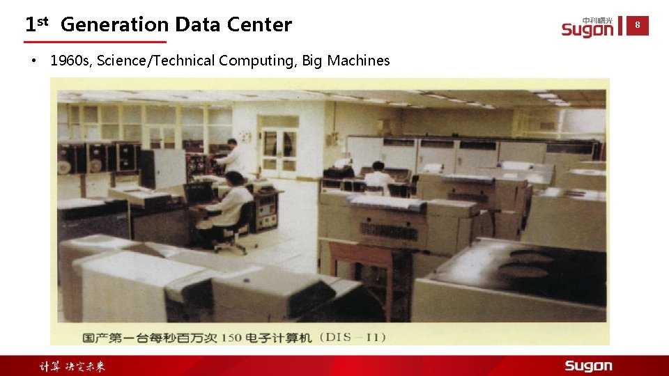 1 st Generation Data Center • 1960 s, Science/Technical Computing, Big Machines 8 