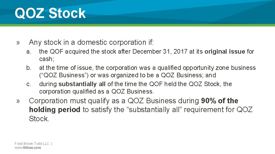 QOZ Stock » Any stock in a domestic corporation if: a. b. c. »