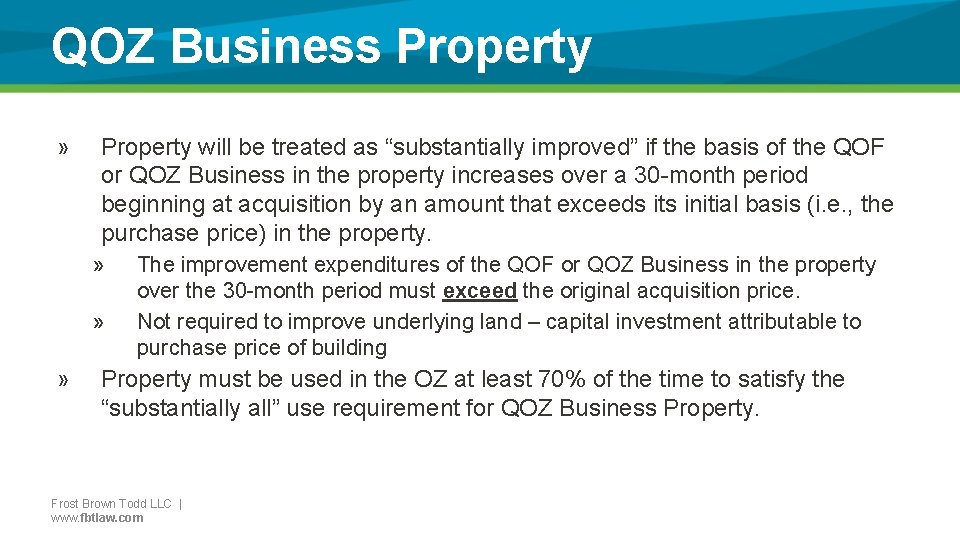 QOZ Business Property » Property will be treated as “substantially improved” if the basis