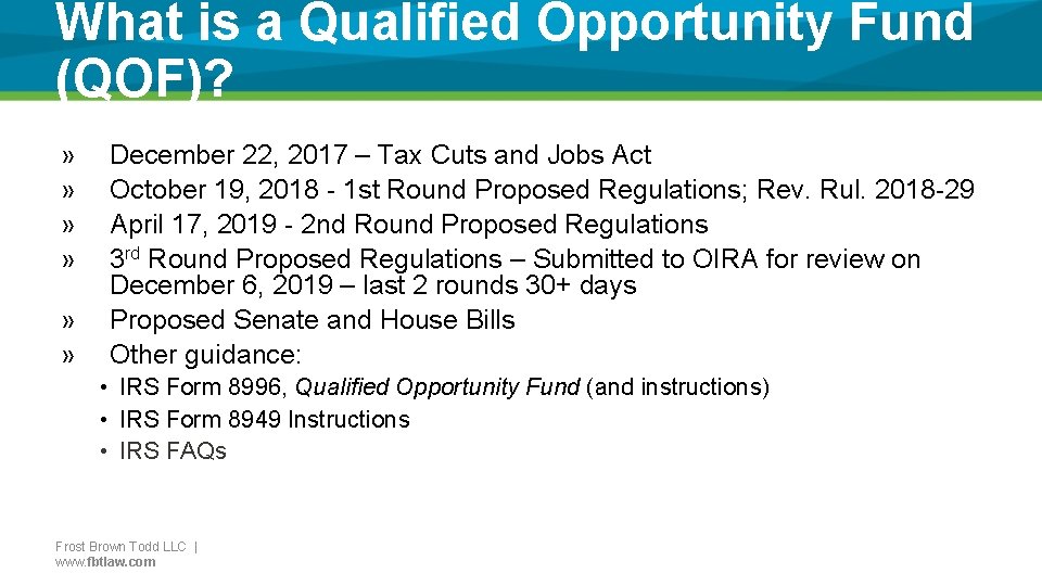 What is a Qualified Opportunity Fund (QOF)? » » » December 22, 2017 –