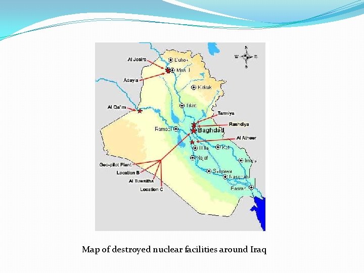 Map of destroyed nuclear facilities around Iraq 