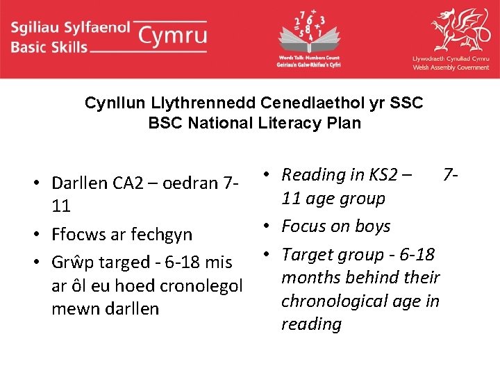Cynllun Llythrennedd Cenedlaethol yr SSC BSC National Literacy Plan 7 • Darllen CA 2