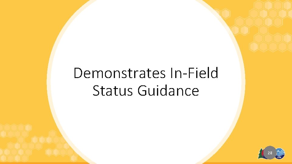 Demonstrates In-Field Status Guidance 28 