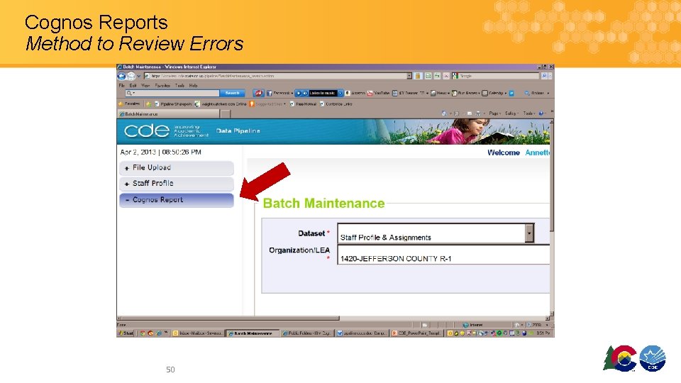 Cognos Reports Method to Review Errors 50 