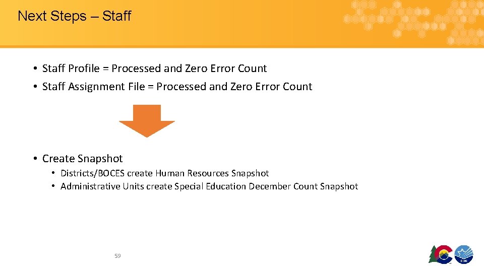 Next Steps – Staff • Staff Profile = Processed and Zero Error Count •