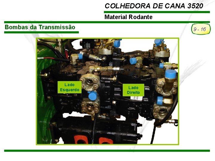 COLHEDORA DE CANA 3520 Material Rodante Bombas da Transmissão Lado Esquerdo 9 - 16