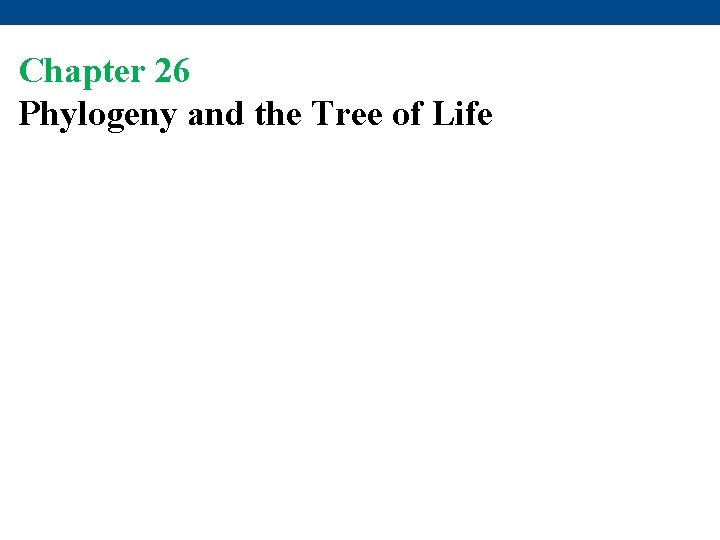 Chapter 26 Phylogeny and the Tree of Life