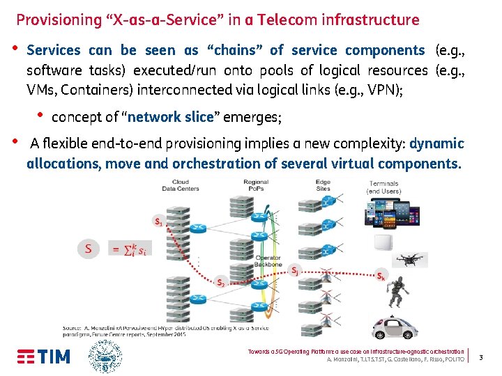 Provisioning “X-as-a-Service” in a Telecom infrastructure • Services can be seen as “chains” of