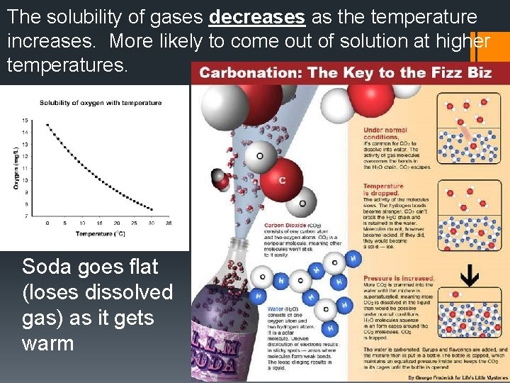 The solubility of gases decreases as the temperature increases. More likely to come out