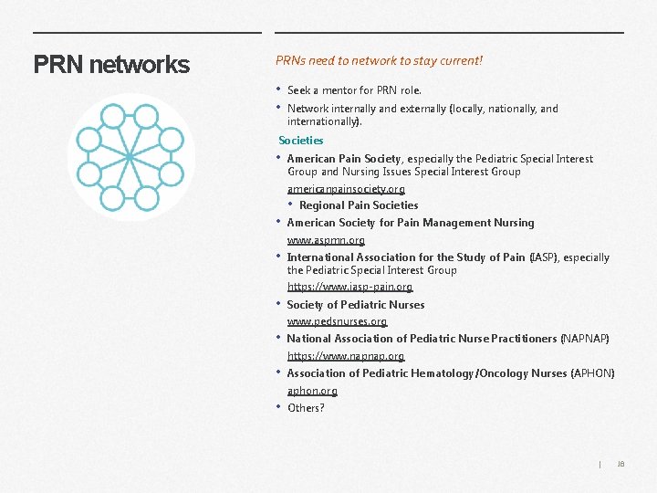 PRN networks PRNs need to network to stay current! • • Seek a mentor