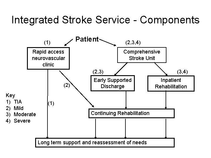 Integrated Stroke Service - Components Patient (1) (2, 3, 4) Comprehensive Stroke Unit Rapid Integrated Stroke Service - Components Patient (1) (2, 3, 4) Comprehensive Stroke Unit Rapid