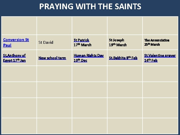 PRAYING WITH THE SAINTS Conversion St Paul St David St Patrick 17 th March