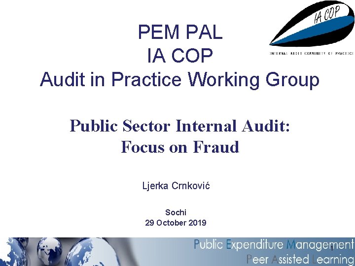 PEM PAL IA COP Audit in Practice Working Group Public Sector Internal Audit: Focus