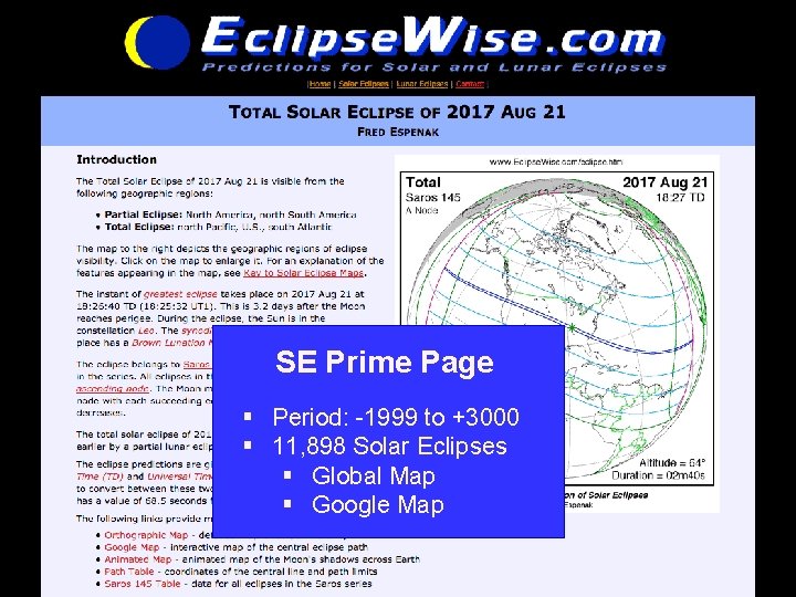 www. Eclipse. Wise. com/solar/SEprime-1 SE Prime Page § Period: -1999 to +3000 § 11,