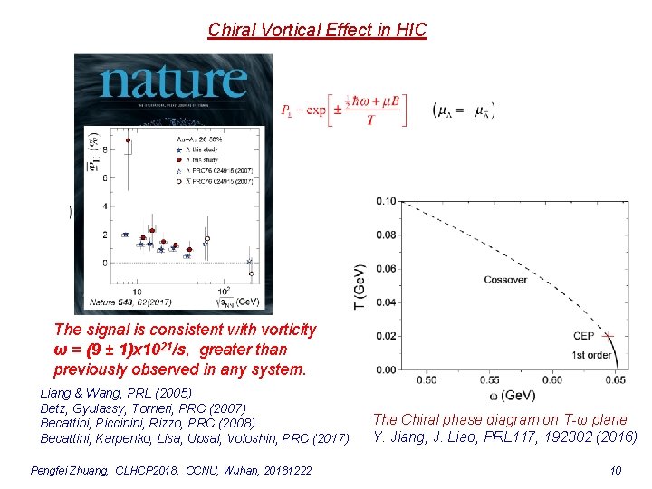 Chiral Vortical Effect in HIC The signal is consistent with vorticity ω = (9
