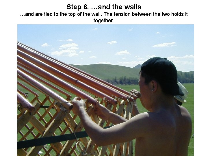 Step 6. …and the walls …and are tied to the top of the wall. Step 6. …and the walls …and are tied to the top of the wall.
