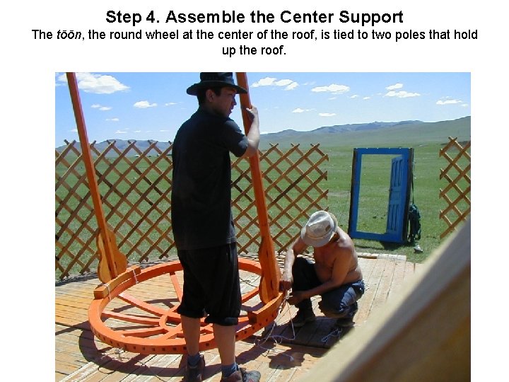 Step 4. Assemble the Center Support The tōōn, the round wheel at the center Step 4. Assemble the Center Support The tōōn, the round wheel at the center