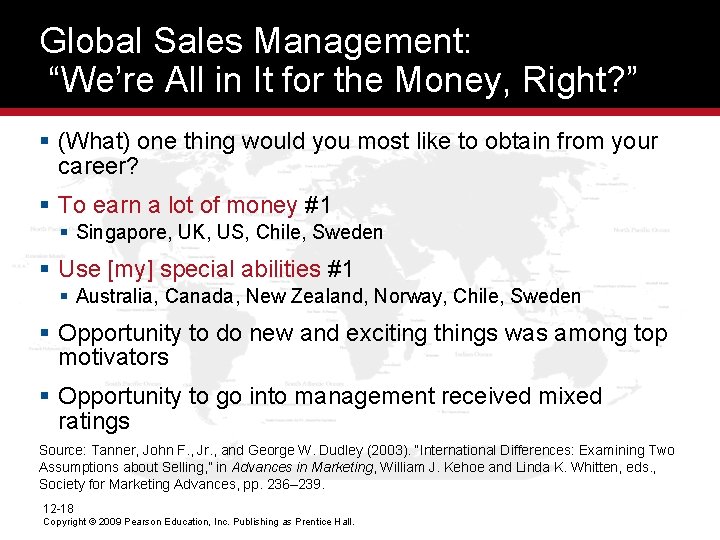 Global Sales Management: “We’re All in It for the Money, Right? ” § (What)
