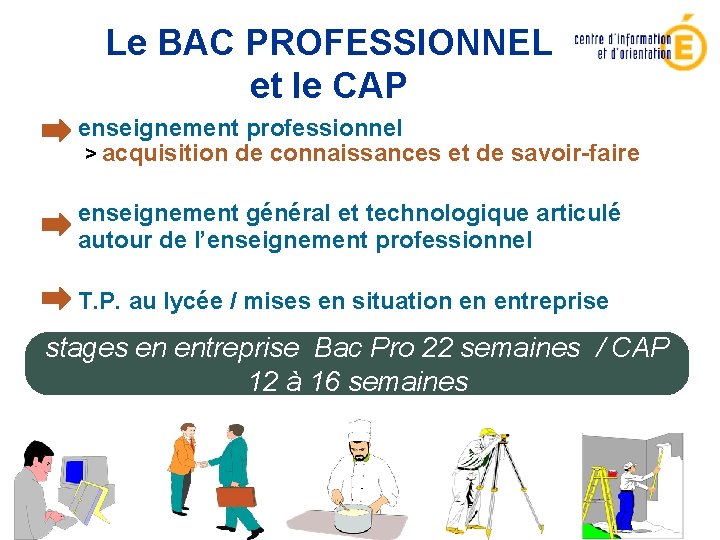 Le BAC PROFESSIONNEL et le CAP enseignement professionnel > acquisition de connaissances et de