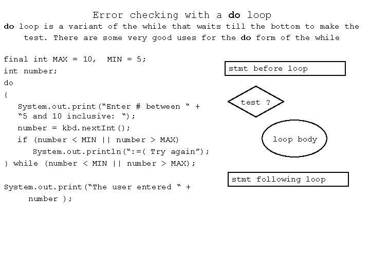 Error checking with a do loop is a variant of the while that waits