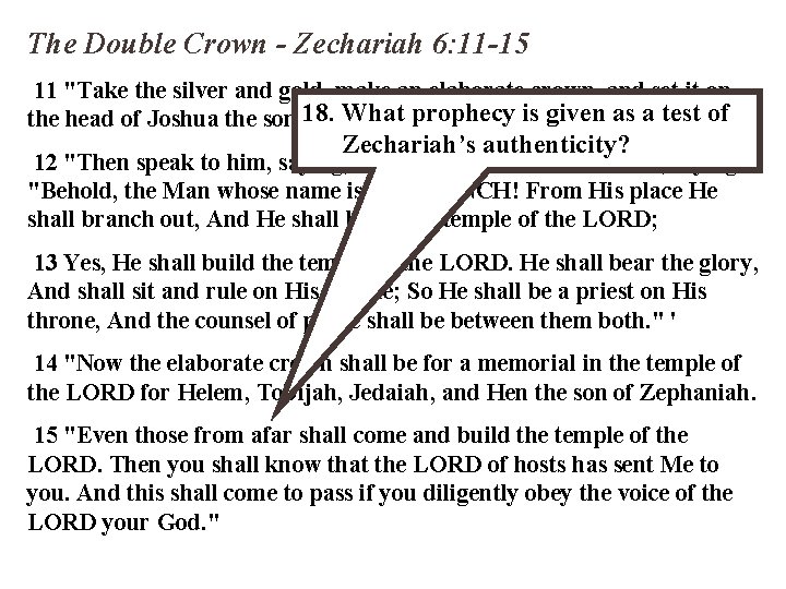 The Double Crown - Zechariah 6: 11 -15 11 "Take the silver and gold,