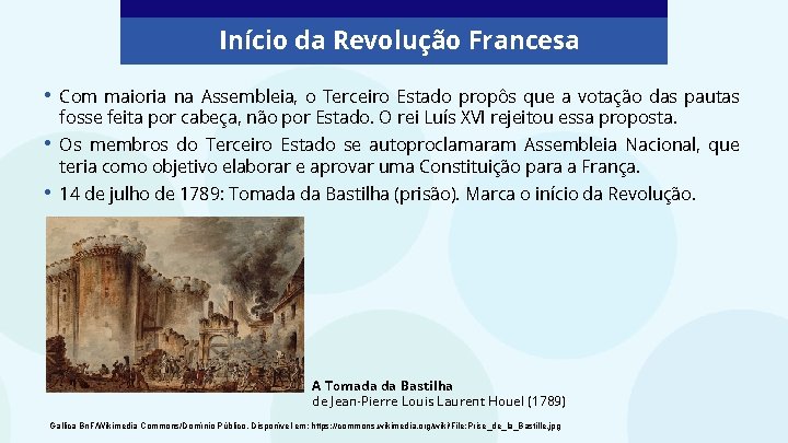 Início da Revolução Francesa • Com maioria na Assembleia, o Terceiro Estado propôs que