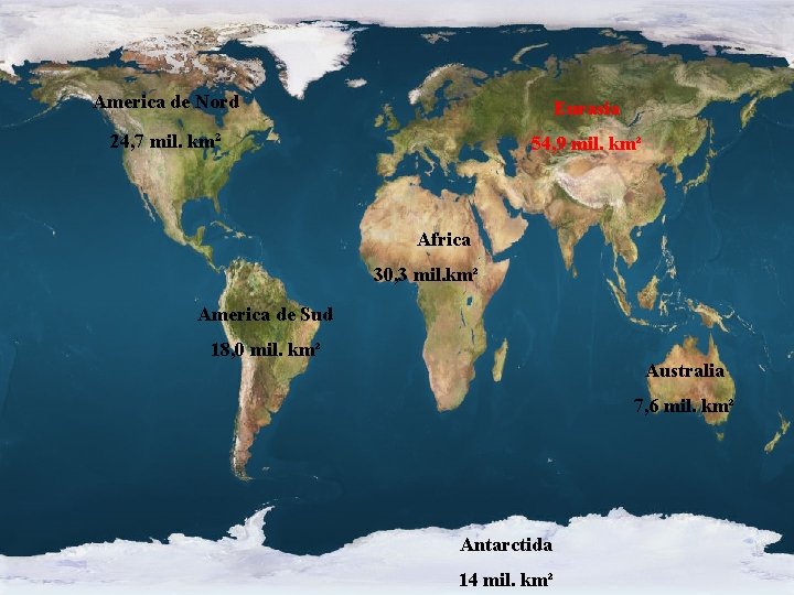 America de Nord Eurasia 24, 7 mil. km² 54, 9 mil. km² Africa 30,