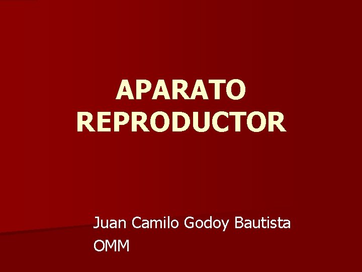 APARATO REPRODUCTOR Juan Camilo Godoy Bautista OMM 