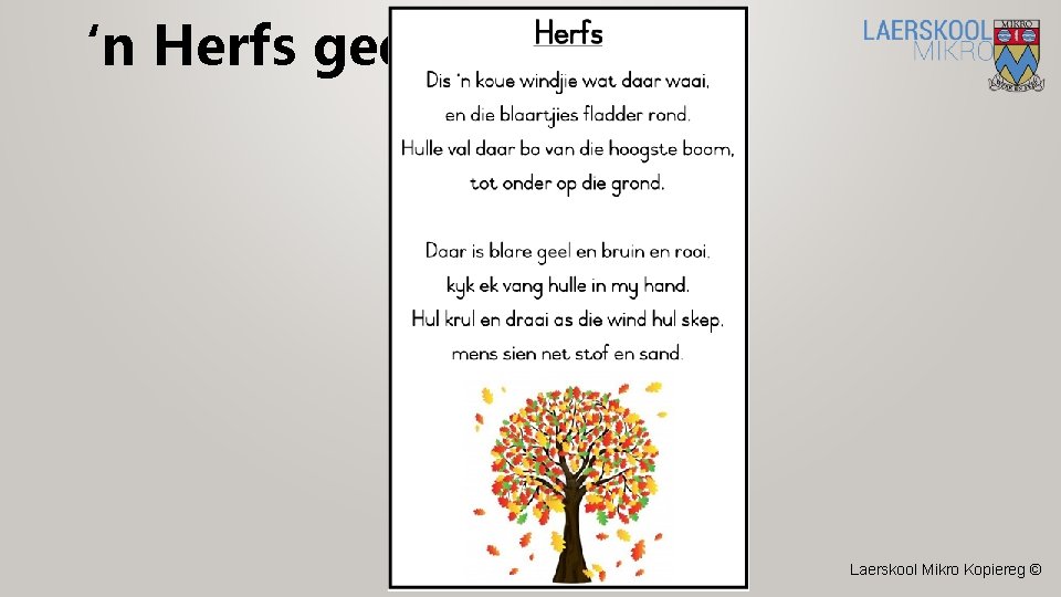 ‘n Herfs gediggie Laerskool Mikro Kopiereg © 