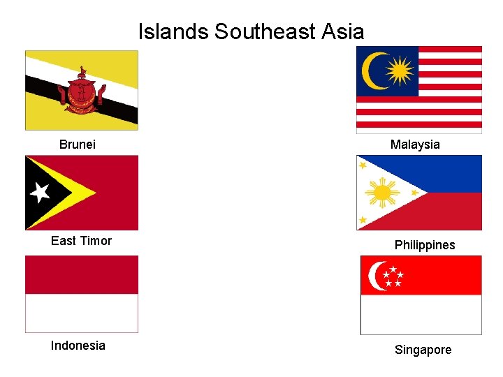 Islands Southeast Asia Brunei Malaysia East Timor Philippines Indonesia Singapore 