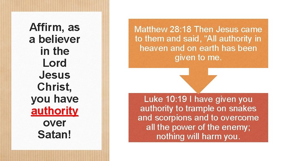 Affirm, as a believer in the Lord Jesus Christ, you have authority over Satan!