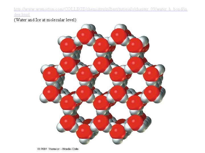 http: //www. wwnorton. com/COLLEGE/chemistry/gilbert/tutorials/chapter_09/water_h_bond/in dex. html (Water and Ice at molecular level) 