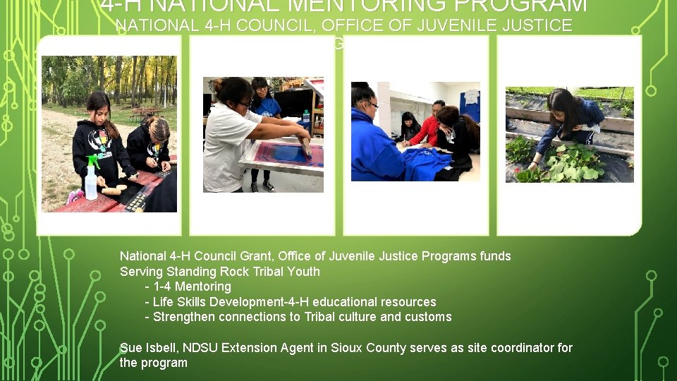 4 -H NATIONAL MENTORING PROGRAM NATIONAL 4 -H COUNCIL, OFFICE OF JUVENILE JUSTICE PROGRAMS