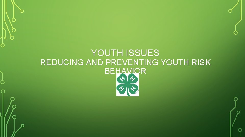 YOUTH ISSUES REDUCING AND PREVENTING YOUTH RISK BEHAVIOR 