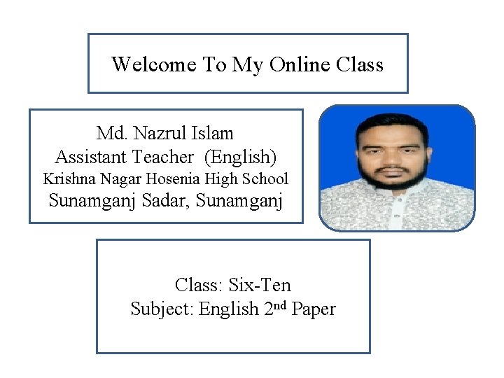 Welcome To My Online Class Md. Nazrul Islam Assistant Teacher (English) Krishna Nagar Hosenia