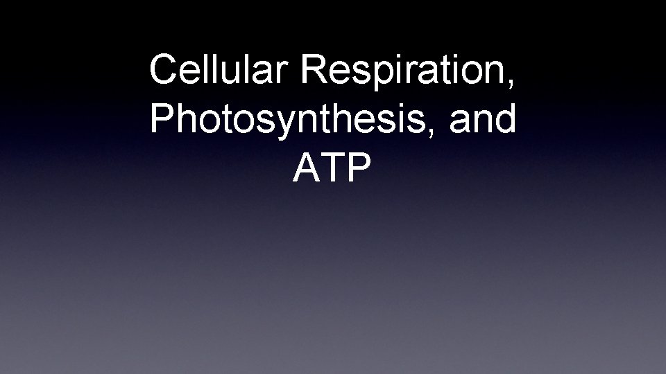 Cellular Respiration, Photosynthesis, and ATP 