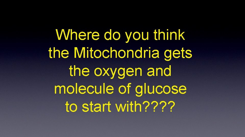 Where do you think the Mitochondria gets the oxygen and molecule of glucose to
