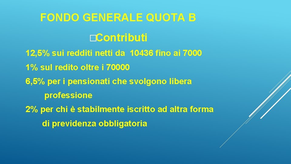 FONDO GENERALE QUOTA B �Contributi 12, 5% sui redditi netti da 10436 fino ai